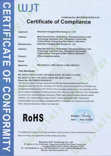 Battery Swapping Station ROHS certificate