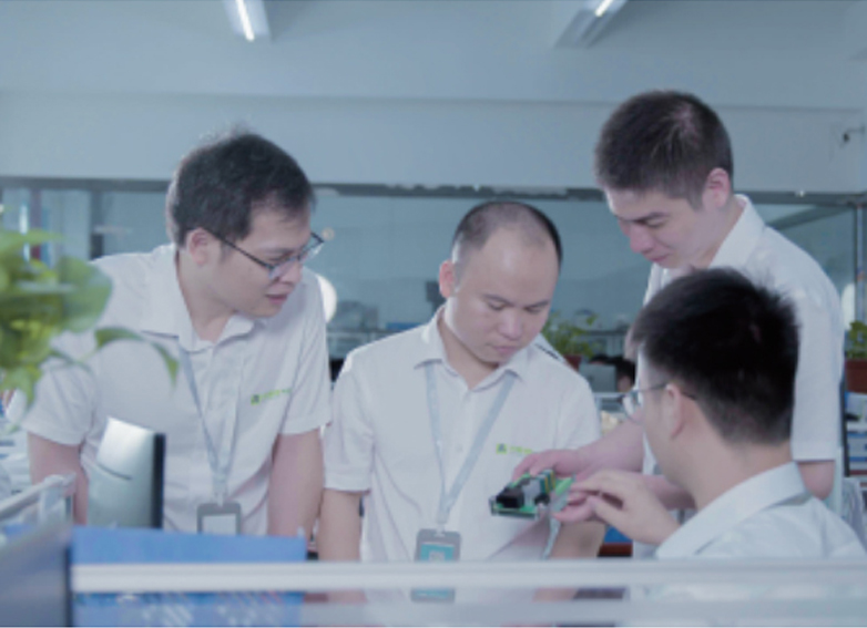 R&D team working in laboratory