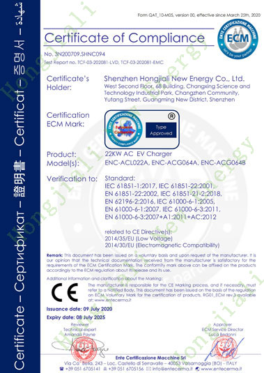 22kw charger CE certificate